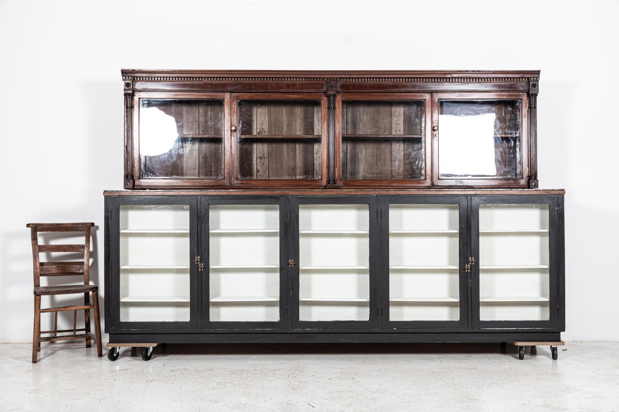 Circa 1870

Large 19th C English mahogany glazed apothecary wall cabinet

sku 577

Measures: W262 x D34 x H75 cm.