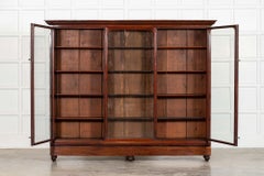 Large 19thC English Mahogany Glazed Display Bookcase Cabinet