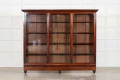 Large 19thC English Mahogany Glazed Display Bookcase Cabinet