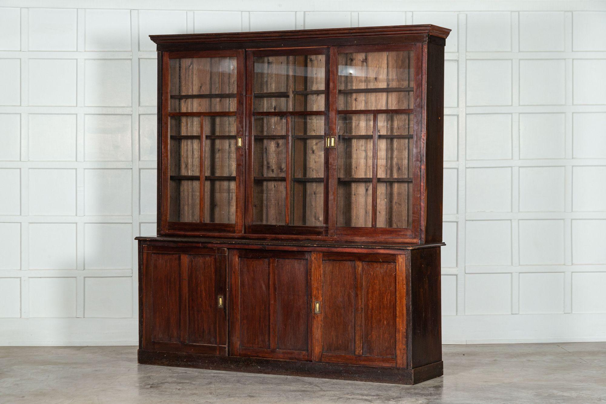 Large 19th Century English Mahogany & Pine Haberdashery Glazed Cabinet For Sale 1