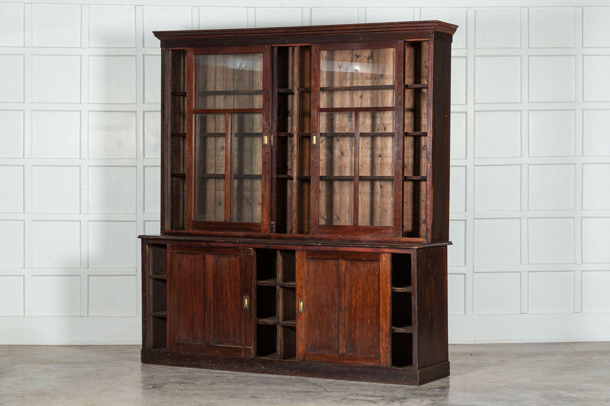 Large 19th Century English Mahogany & Pine Haberdashery Glazed Cabinet For Sale 2