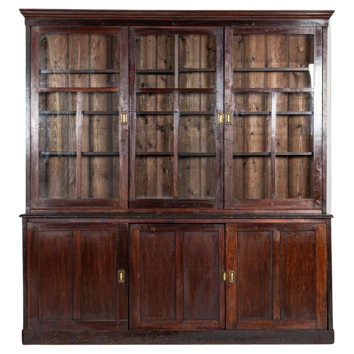 Large 19th Century English Mahogany & Pine Haberdashery Glazed Cabinet For Sale
