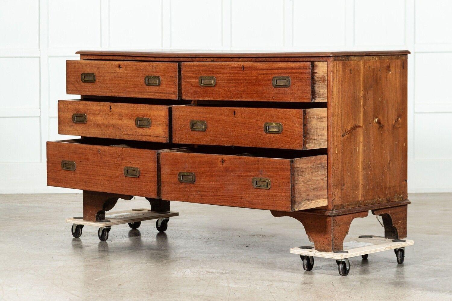 19th Century Large 19thC English Oak 6 Drawer Dresser Base For Sale