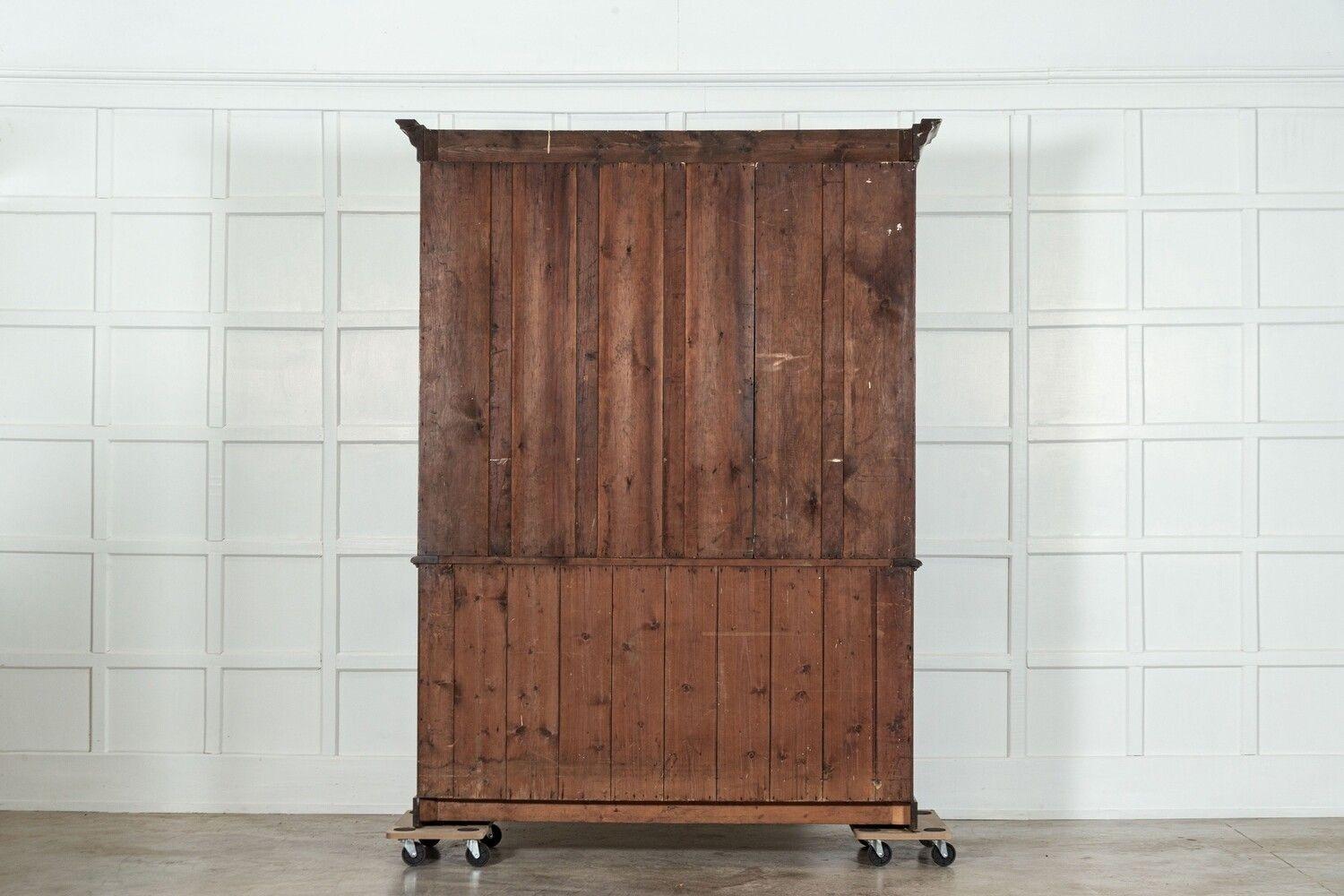 Large 19thC English Oak Glazed Bookcase For Sale 8