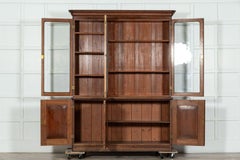 Large 19thC English Oak Glazed Bookcase