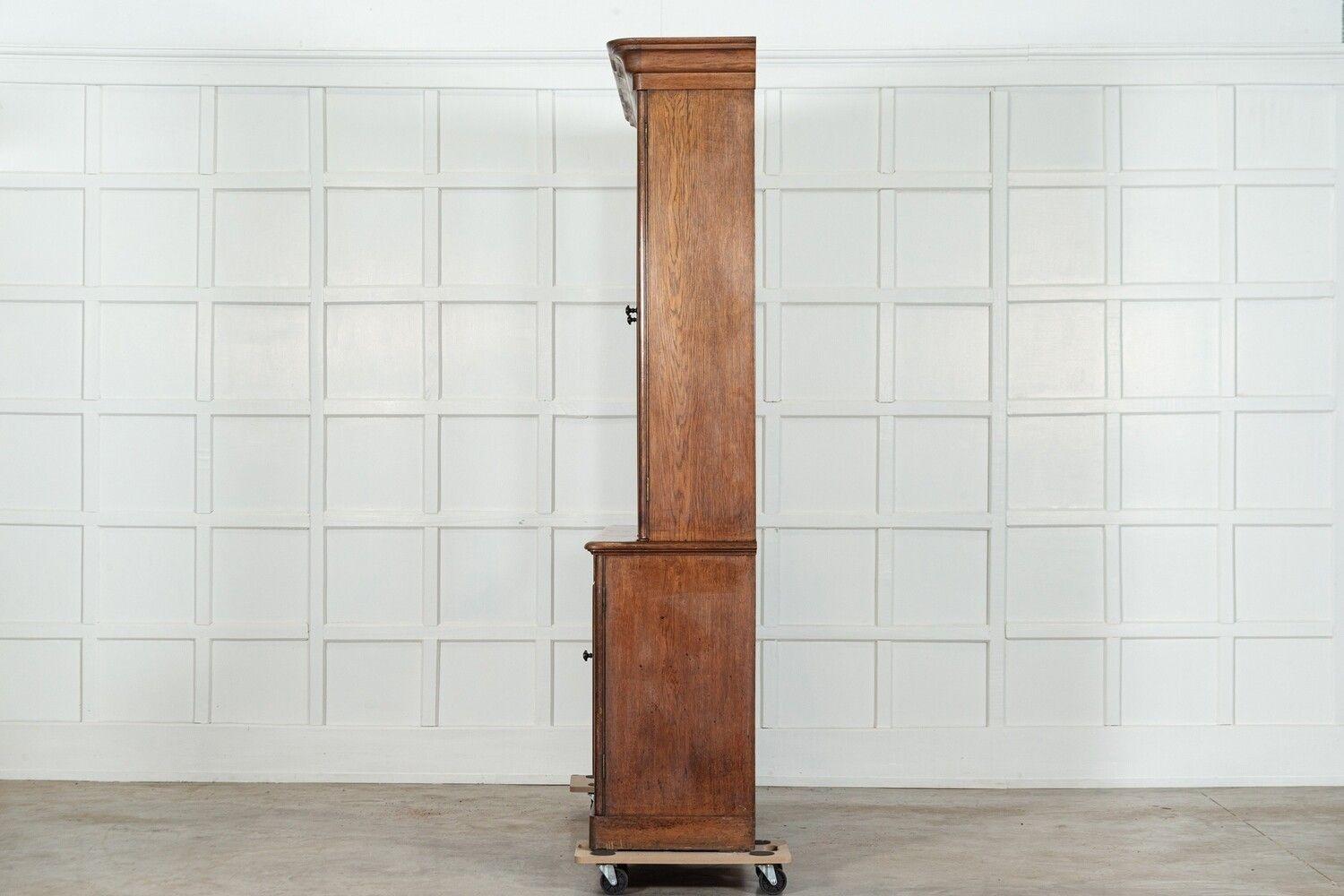 Large 19thC English Oak Glazed Bookcase For Sale 3