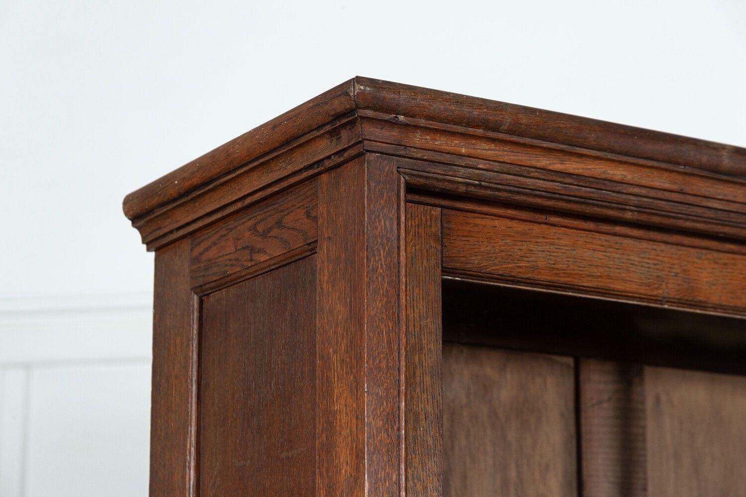 Large 19thC English Oak Glazed Housekeepers Cabinet For Sale 6