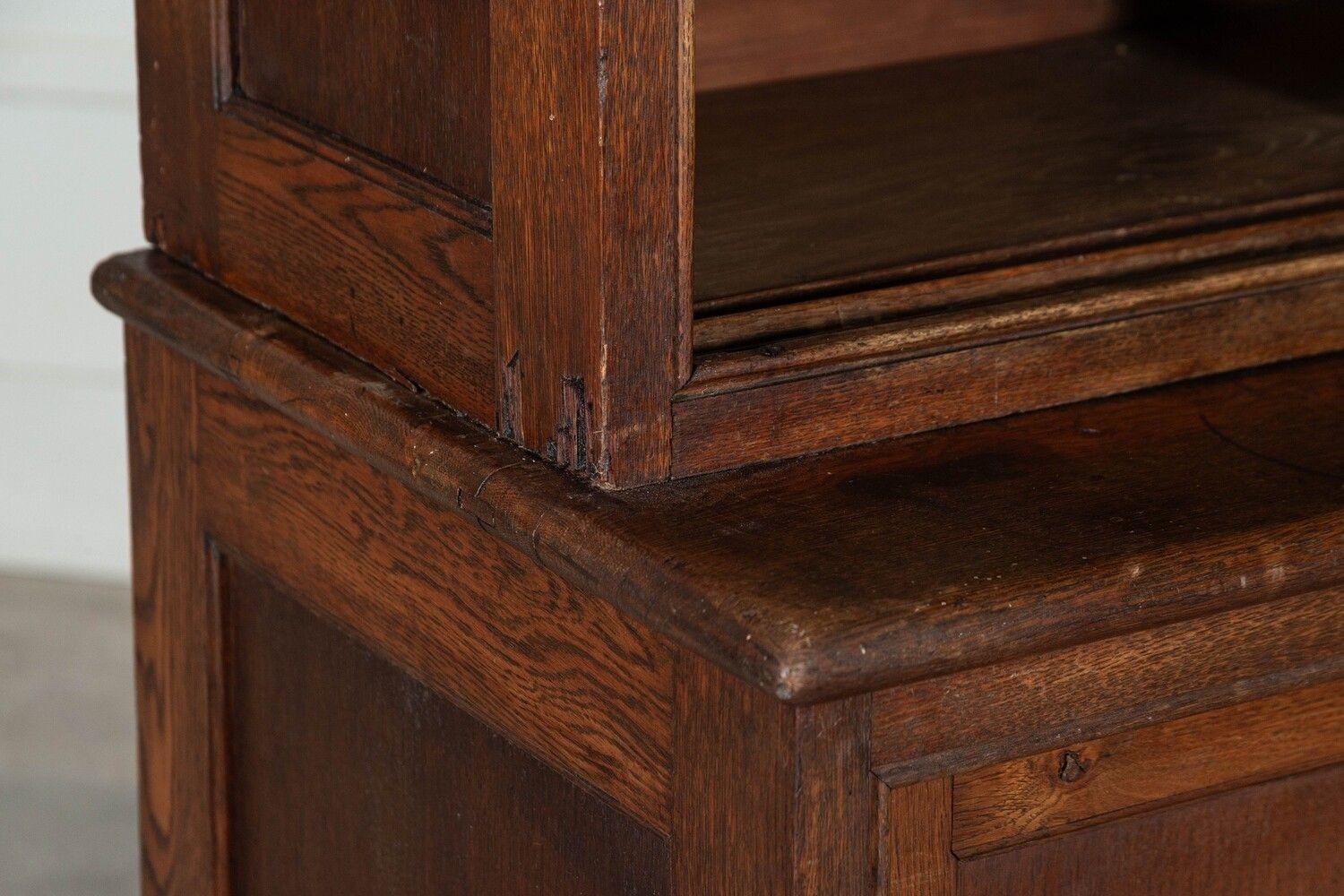 Large 19thC English Oak Glazed Housekeepers Cabinet For Sale 8