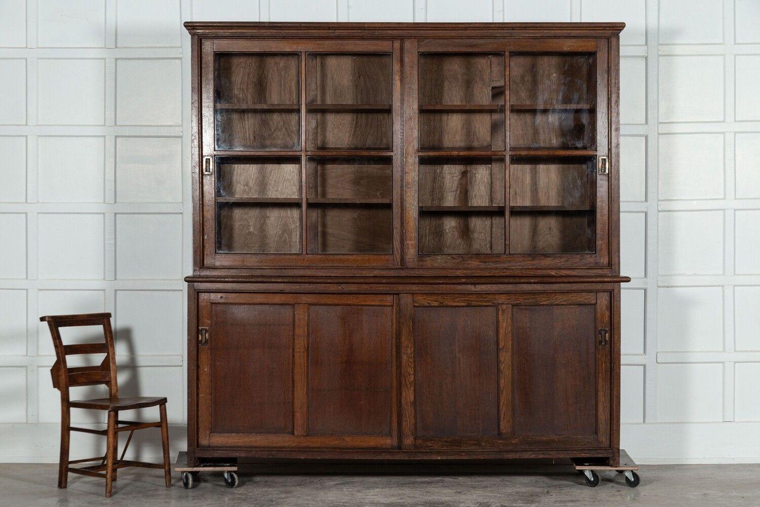 19th Century Large 19thC English Oak Glazed Housekeepers Cabinet For Sale