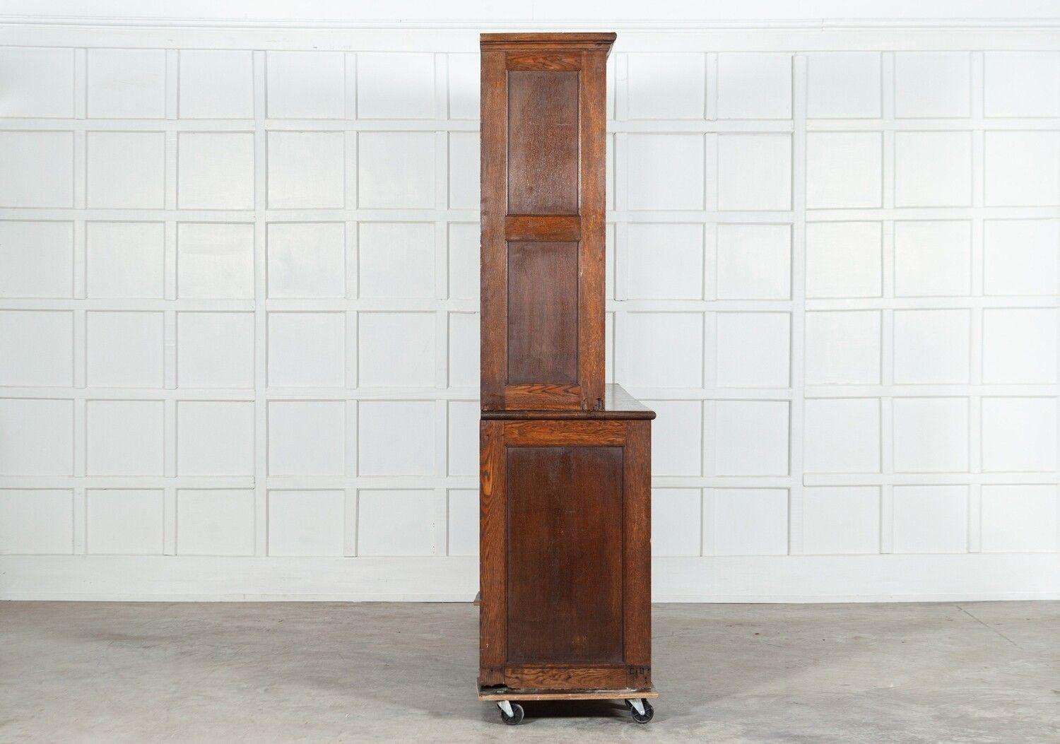 Large 19thC English Oak Glazed Housekeepers Cabinet For Sale 2