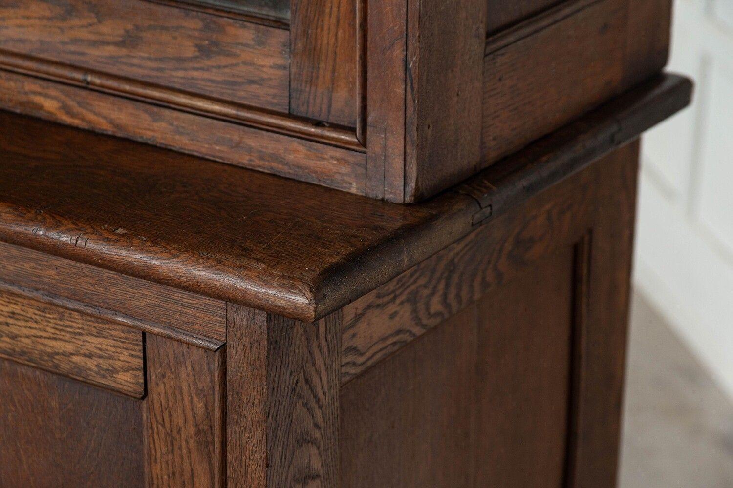 Large 19thC English Oak Glazed Housekeepers Cabinet For Sale 4