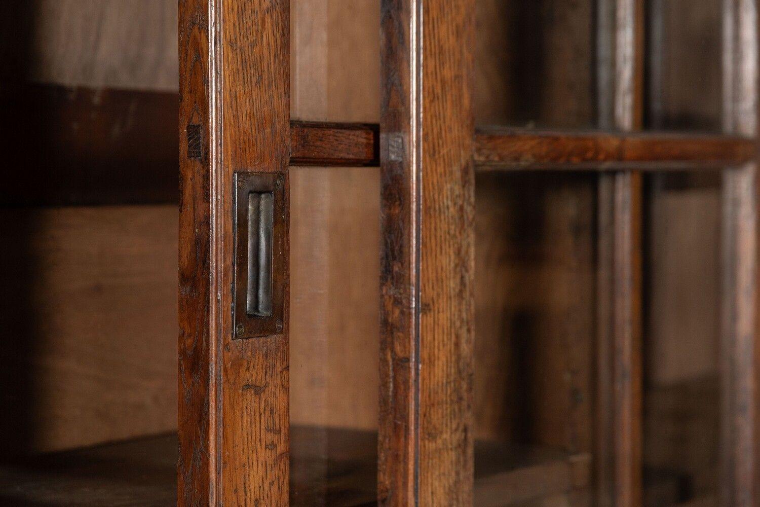 Large 19thC English Oak Glazed Housekeepers Cabinet For Sale 5