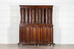 Large 19thC English Oak Glazed Library Bookcase Large 19thC English Oak Glazed Library Bookcase