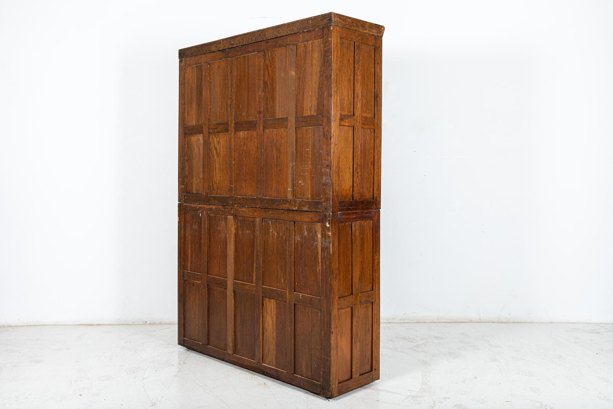 Large 19thC English Oak Glazed Museum Display Cabinet For Sale 4