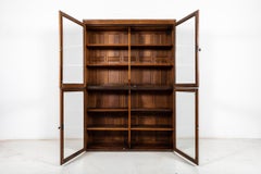 Large 19thC English Oak Glazed Museum Display Cabinet