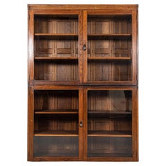 Antique Large 19thC English Oak Glazed Museum Display Cabinet