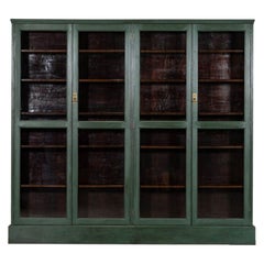 Large 19thC English Painted Mahogany Glazed Bookcase