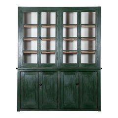 Large 19thC English Painted Pine Glazed Bookcase / Dresser
