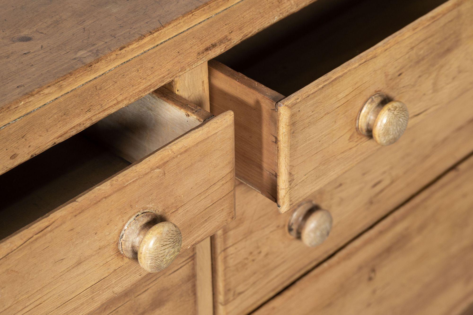 Large 19th Century English Pine Bank Drawers For Sale 10