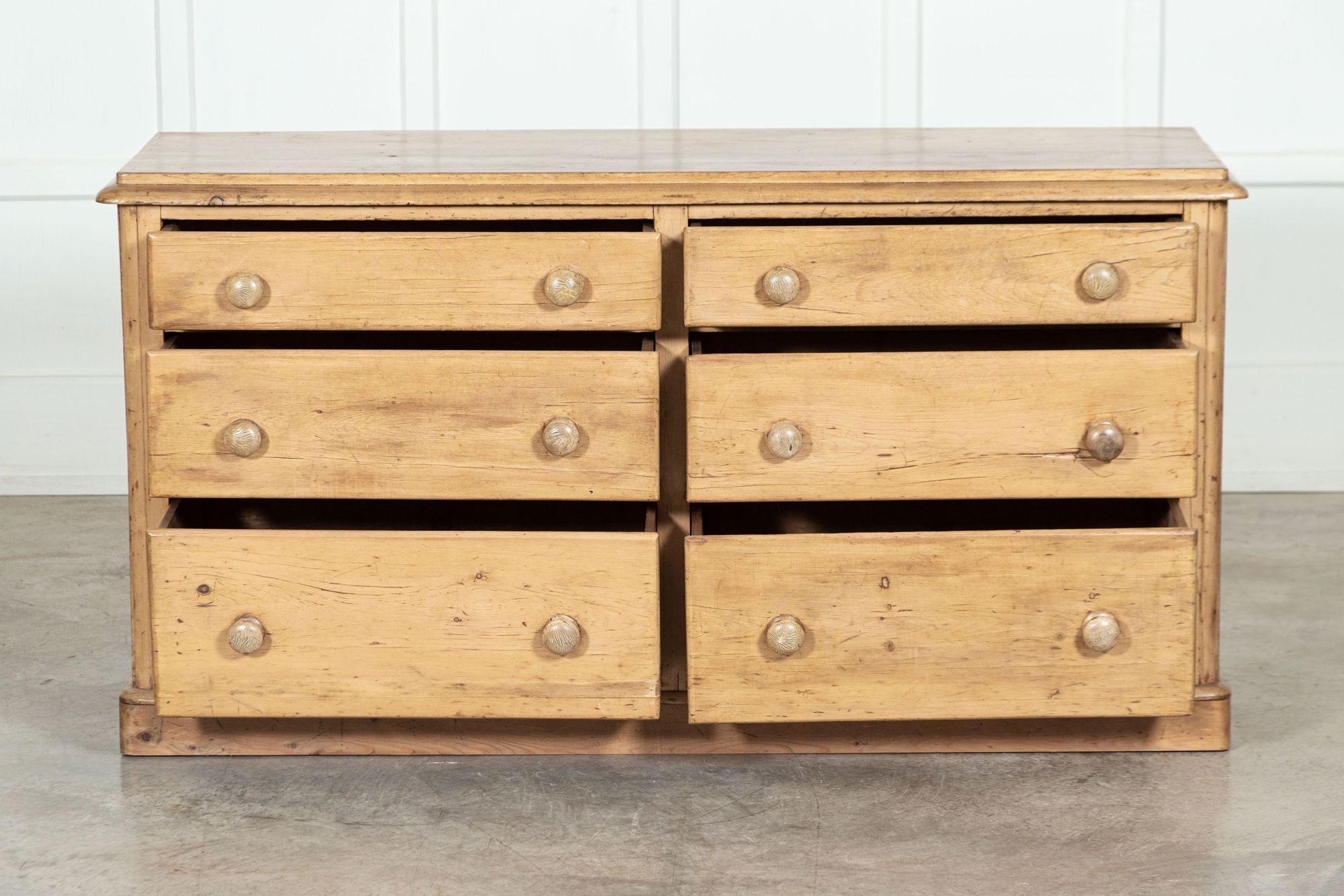 Large 19th Century English Pine Bank Drawers For Sale 13