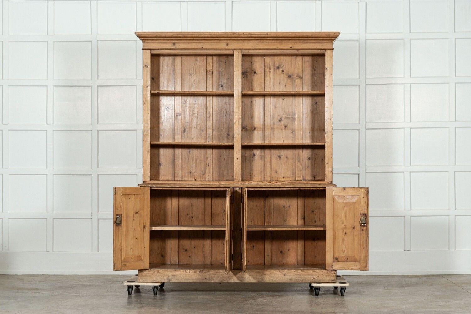 circa 1880
Large 19thC English Pine Bookcase / Dresser
sku 1697
Base W154 x D48 x H91 cm
Top W157 x D31 x H105 cm
Together W157 x D48 x H196 cm