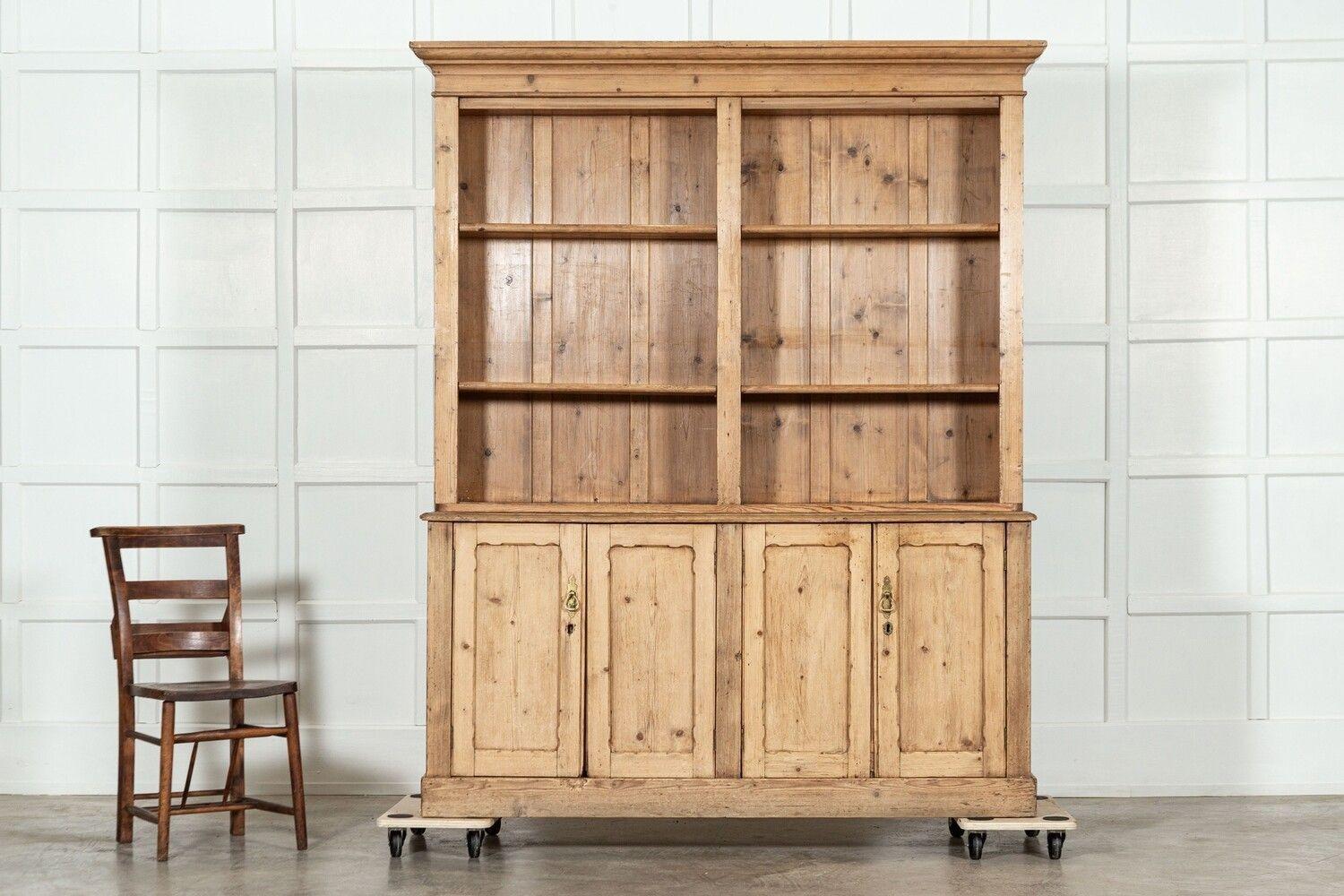 19th Century Large 19thC English Pine Bookcase / Dresser For Sale