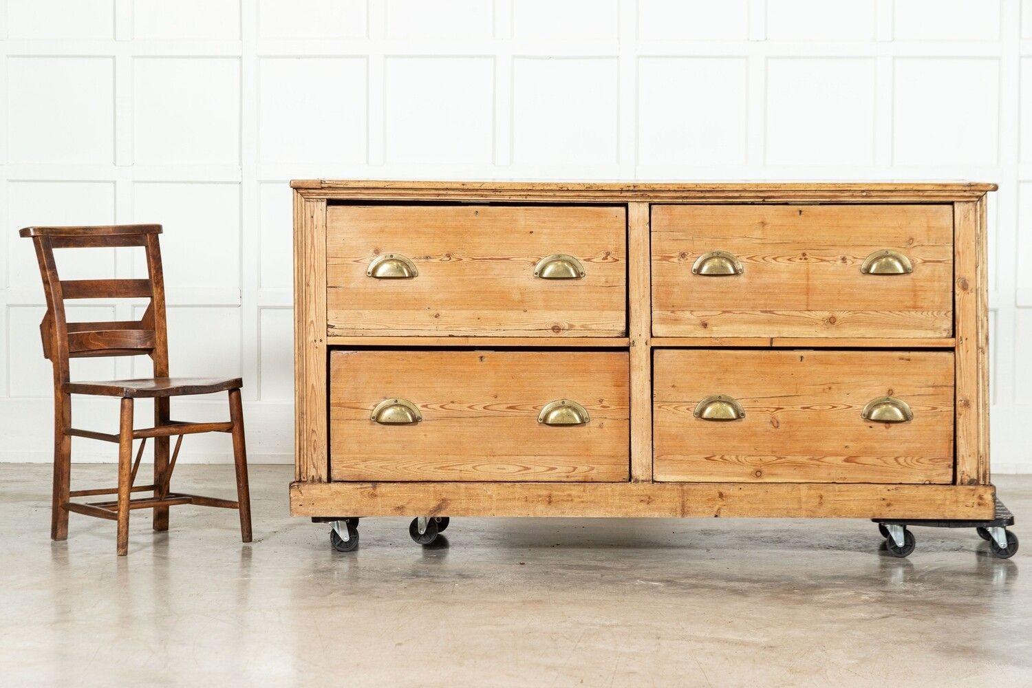 19th Century Large 19thC English Pine Counter Drawers For Sale
