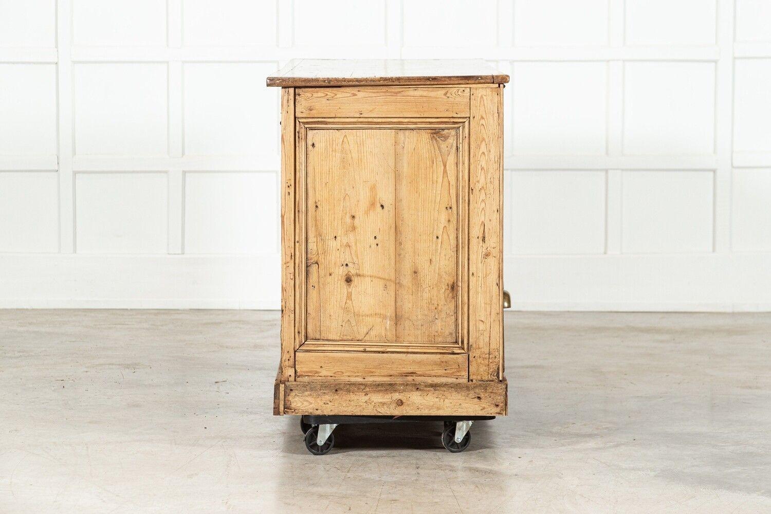 Large 19thC English Pine Counter Drawers For Sale 2