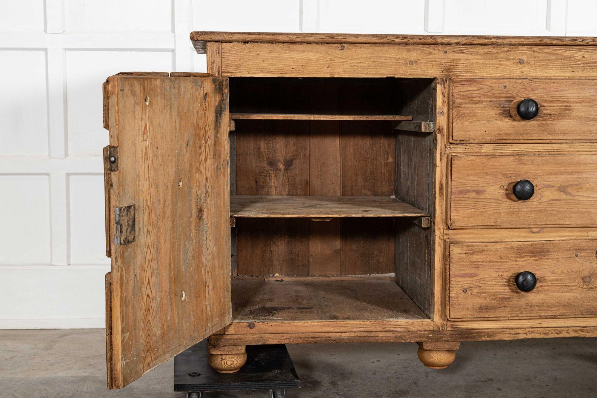 Large 19thC English Pine Dresser Base For Sale 6