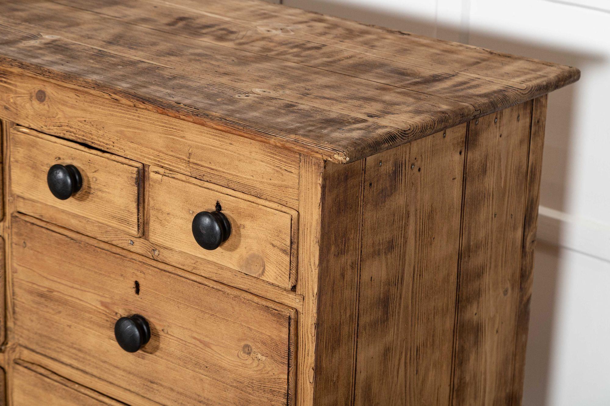 Large 19thC English Pine Dresser Base For Sale 10