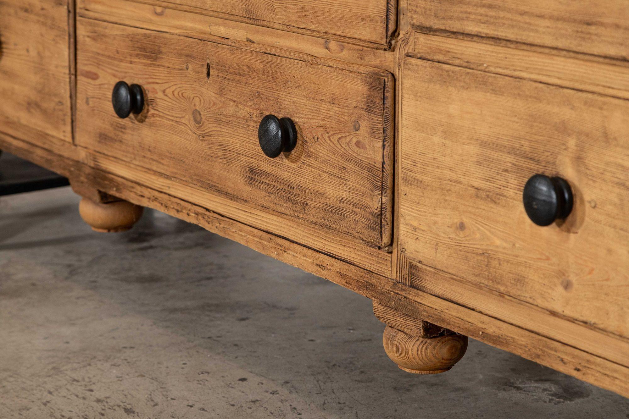 Large 19thC English Pine Dresser Base For Sale 12