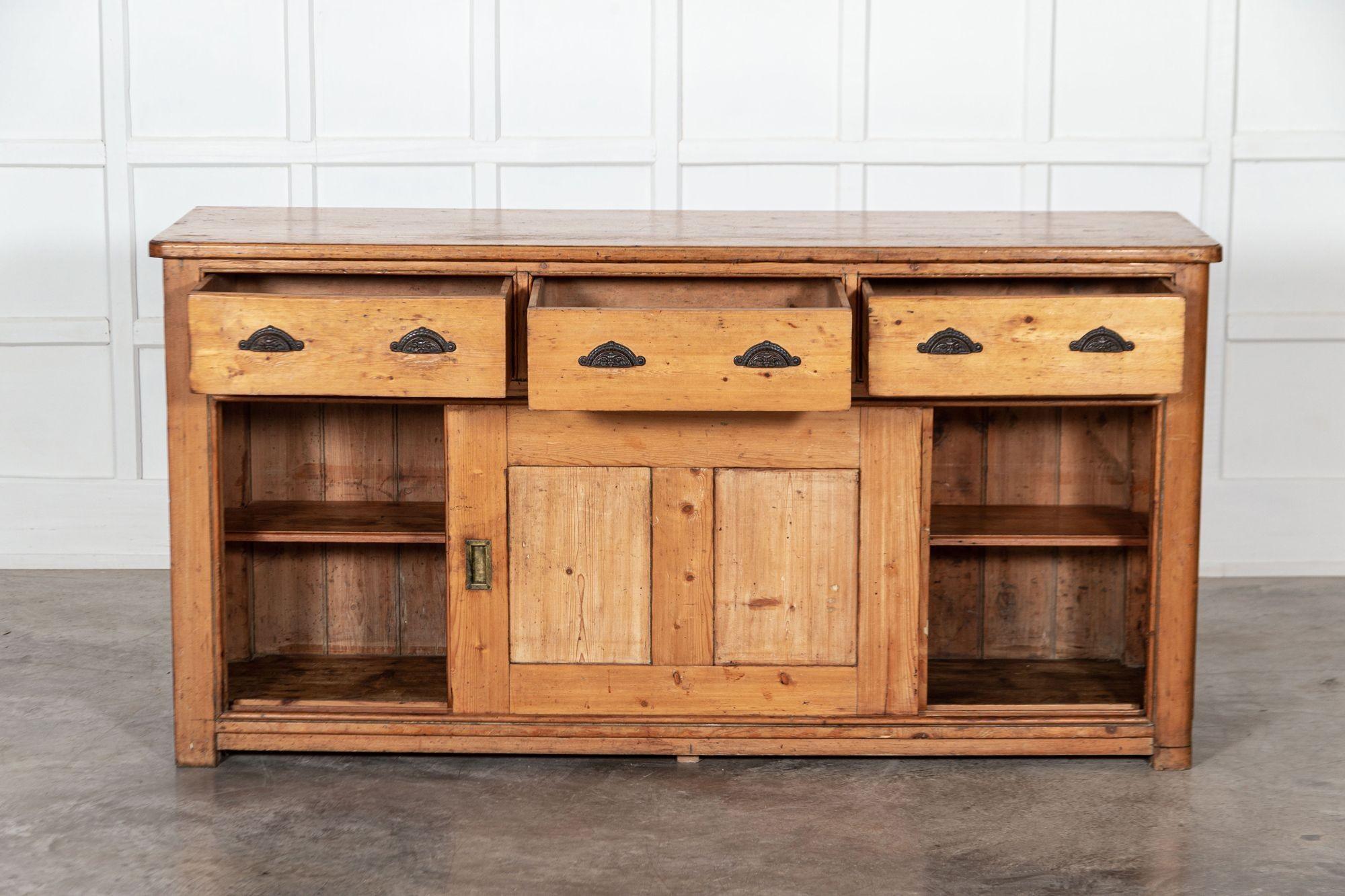 circa 1880
Large 19th century English pine dresser base

We can also customise existing pieces to suit your scheme/requirements. We have our own workshop, restorers and finishers. From adapting to finishing pieces including, stripping, bleaching,