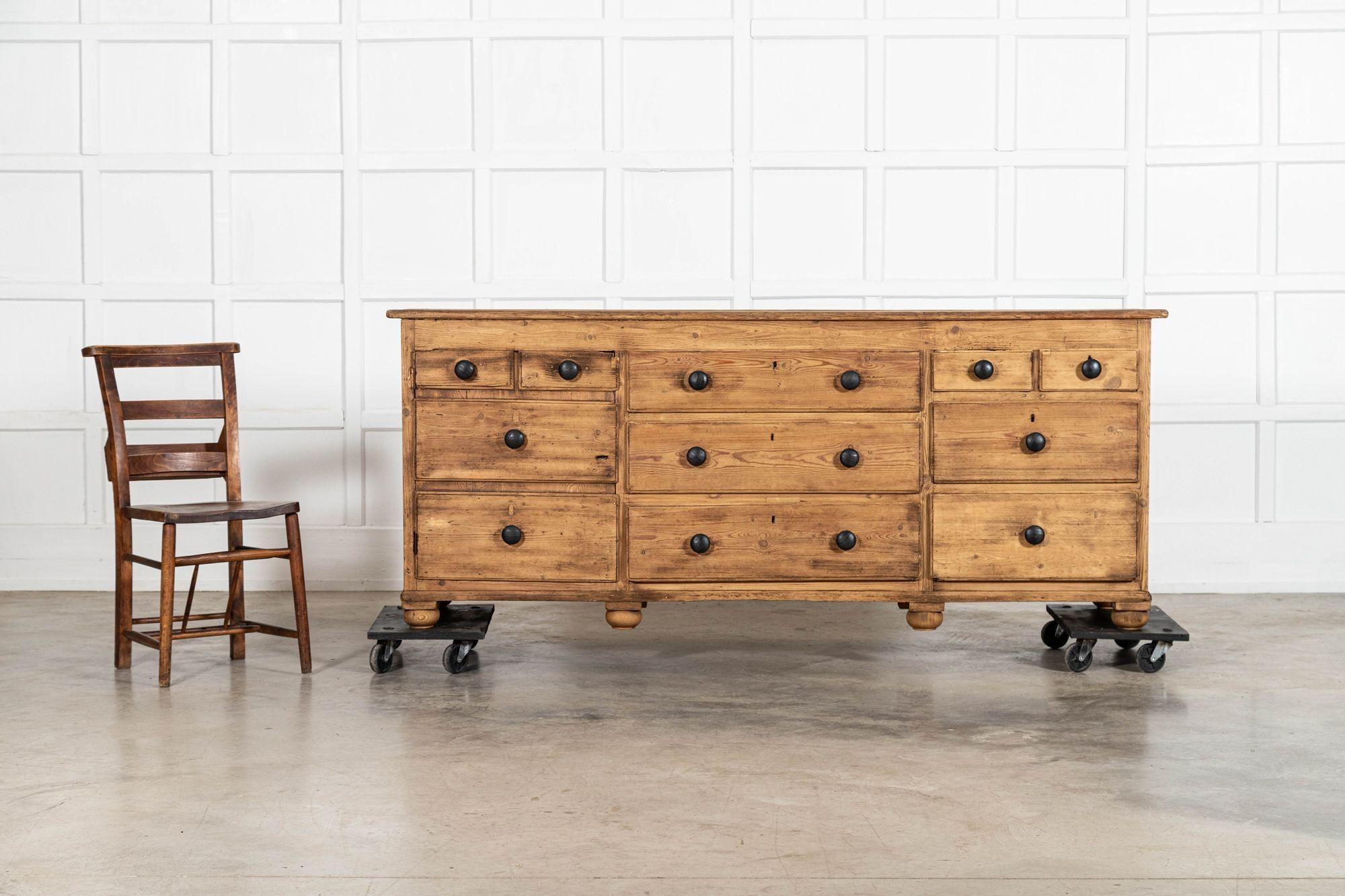 19th Century Large 19thC English Pine Dresser Base For Sale