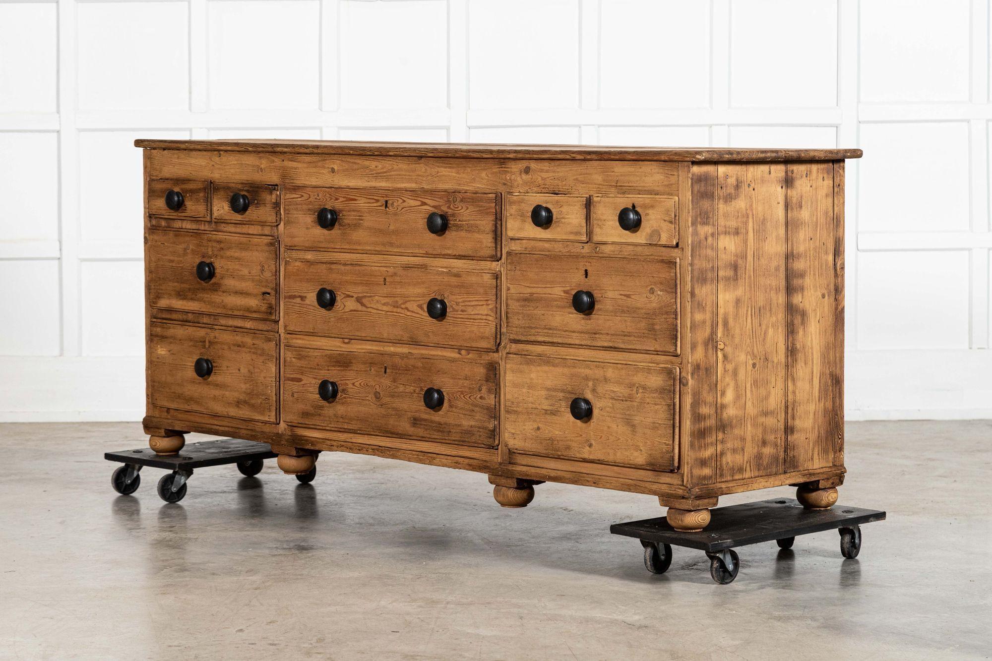 Large 19thC English Pine Dresser Base For Sale 1