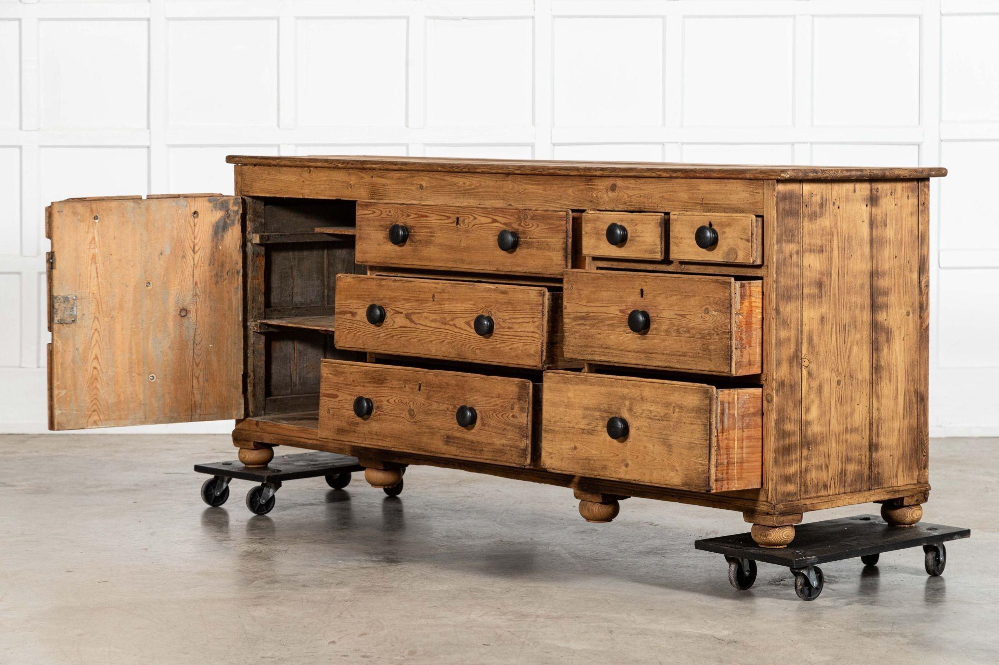 Large 19thC English Pine Dresser Base For Sale 2