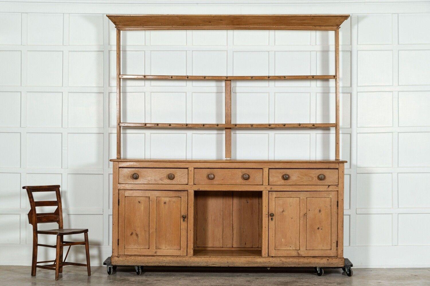 19th Century Large 19thC English Pine Dresser For Sale
