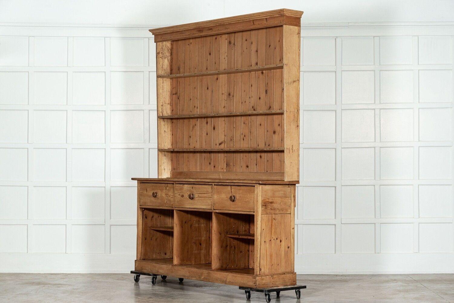 19th Century Large 19thC English Pine Dresser For Sale
