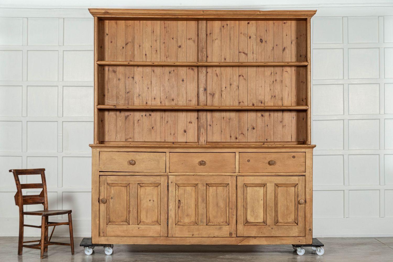 19th Century Large 19thC English Pine Dresser For Sale