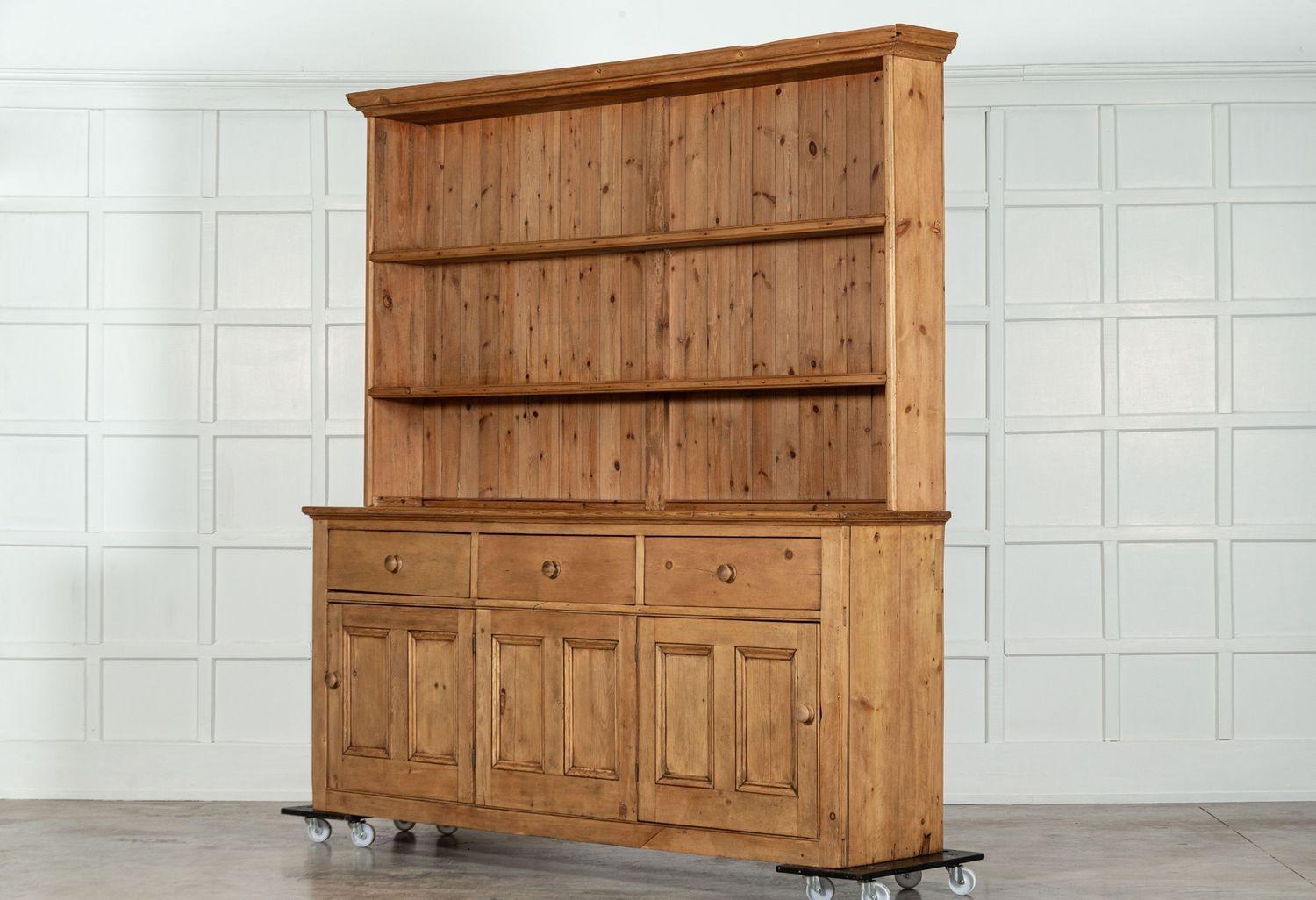 Large 19thC English Pine Dresser For Sale 1
