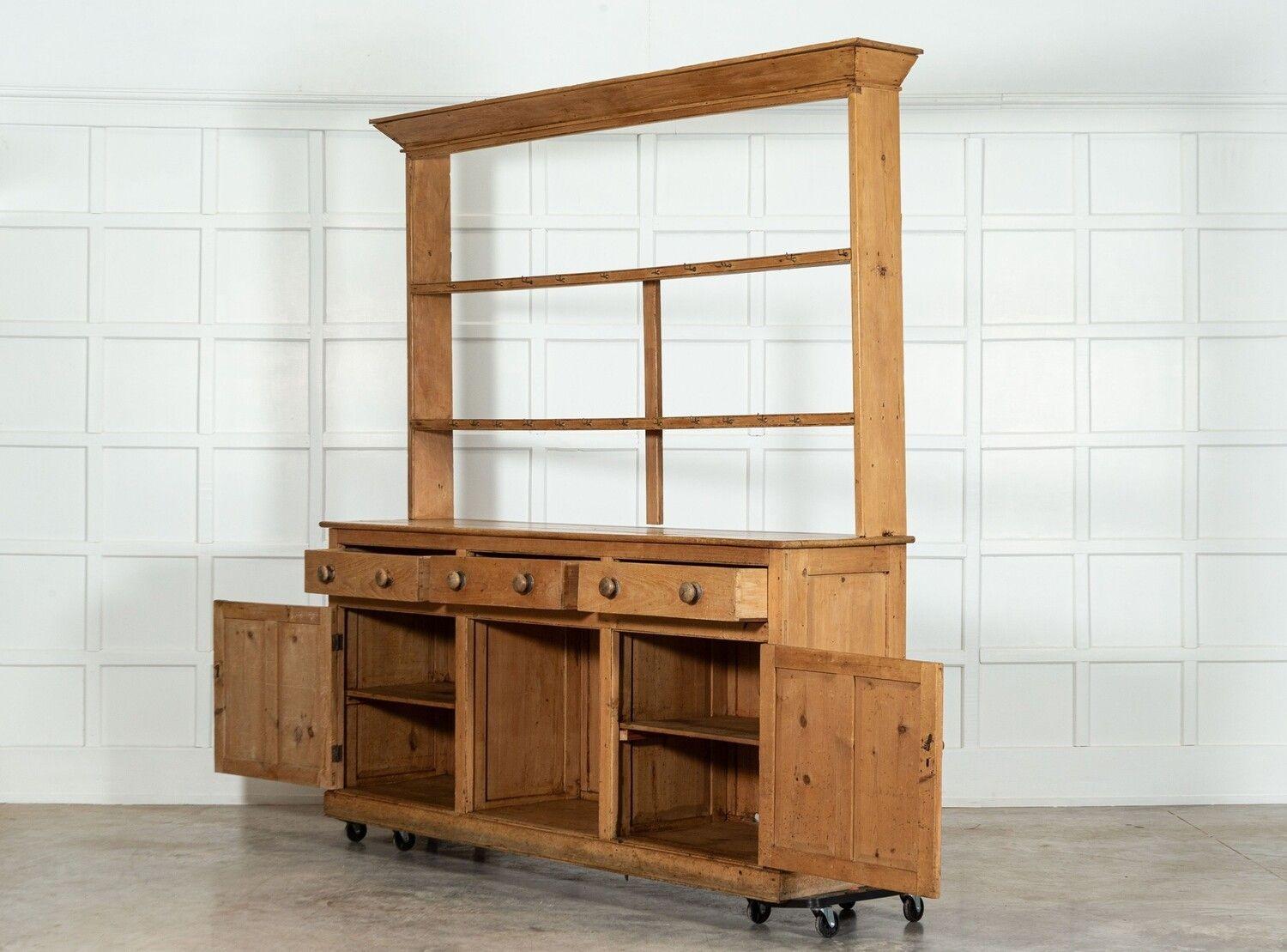 Large 19thC English Pine Dresser For Sale 2