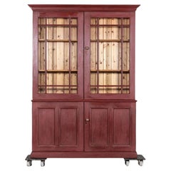 Large 19thC English Pine Glazed Dresser/Bookcase