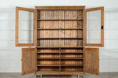 Large 19thC English Pine Glazed Housekeepers / Bookcase