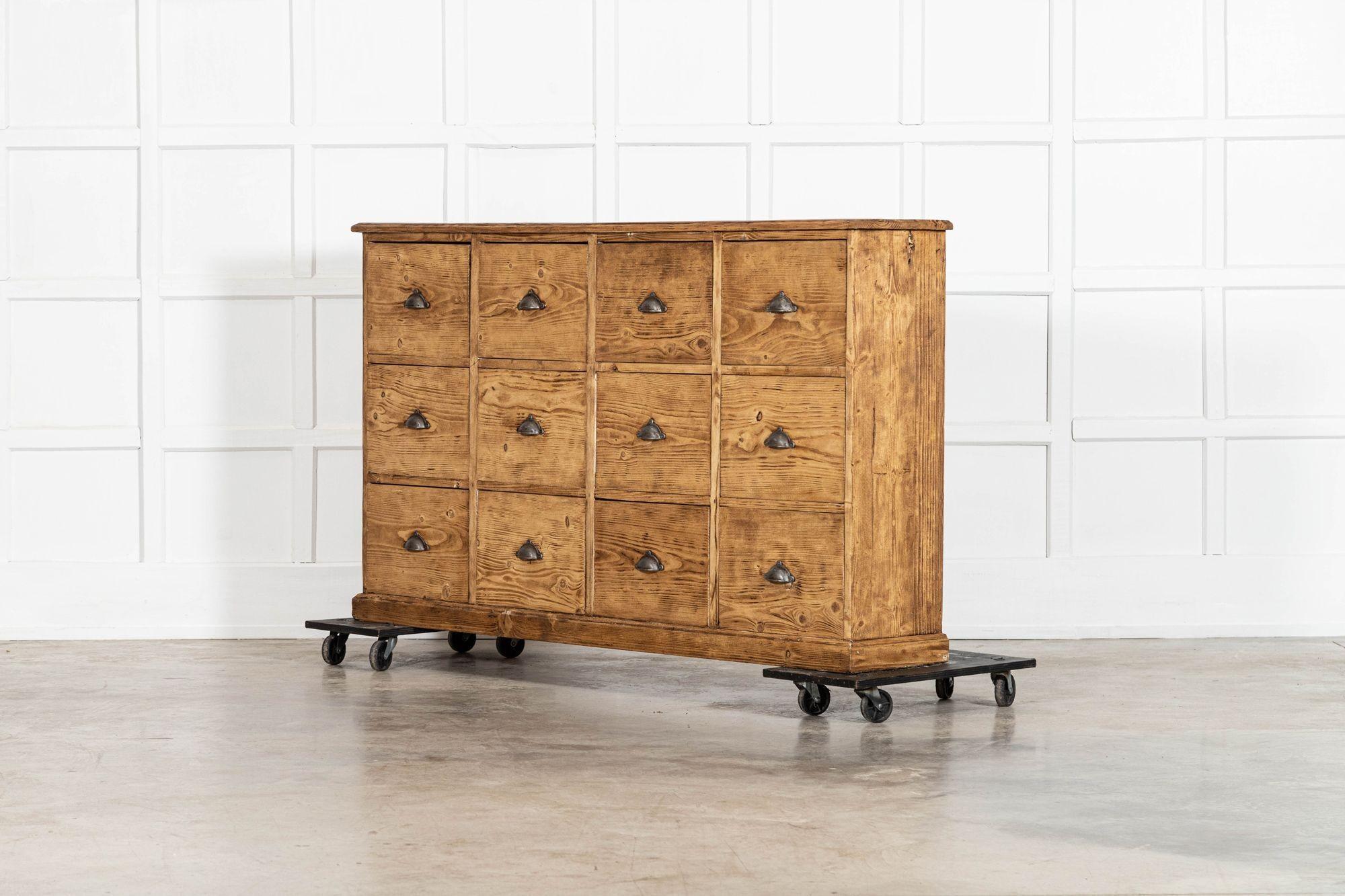19th Century Large 19thC English Pine Haberdashery Drawers For Sale