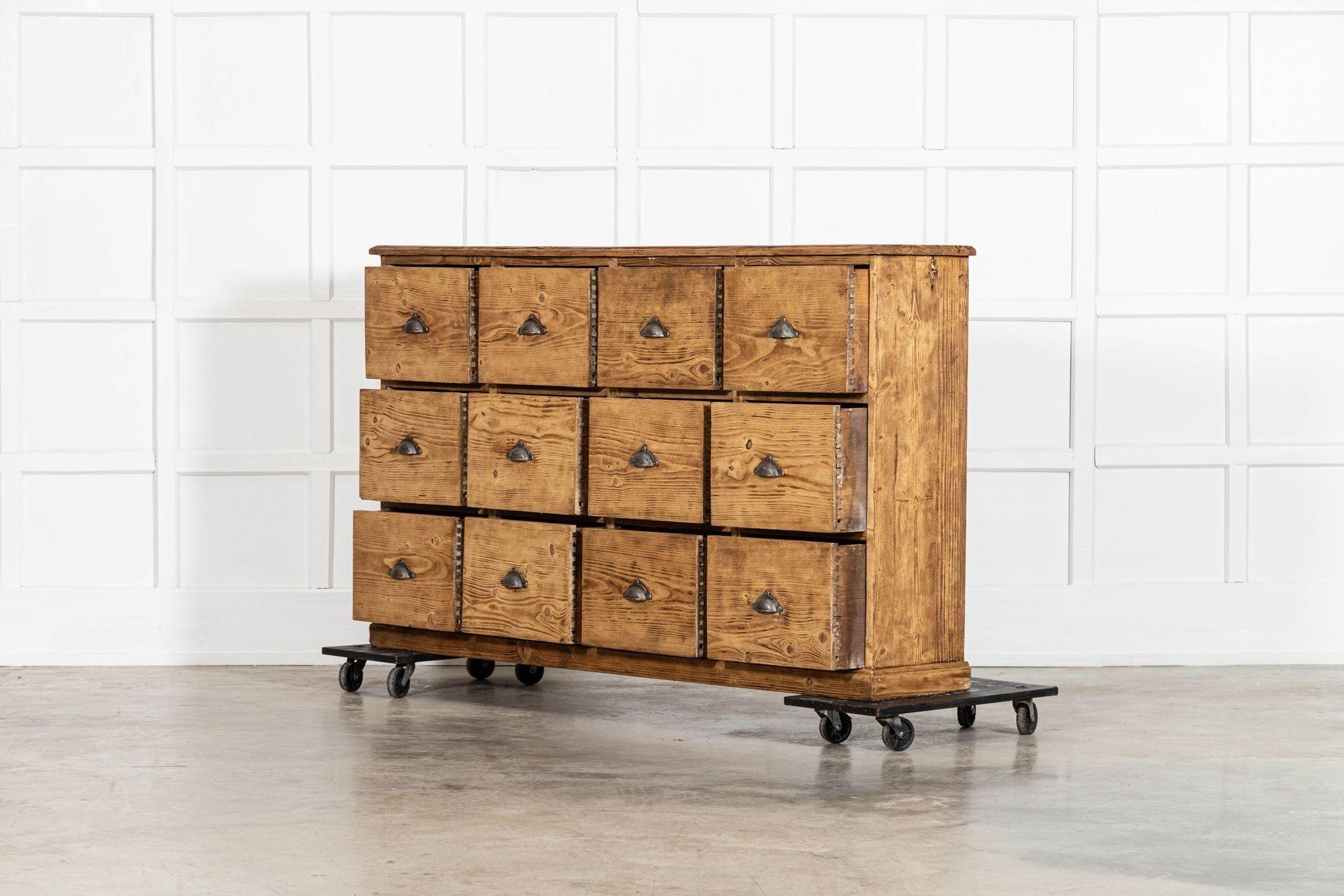 Large 19thC English Pine Haberdashery Drawers For Sale 1