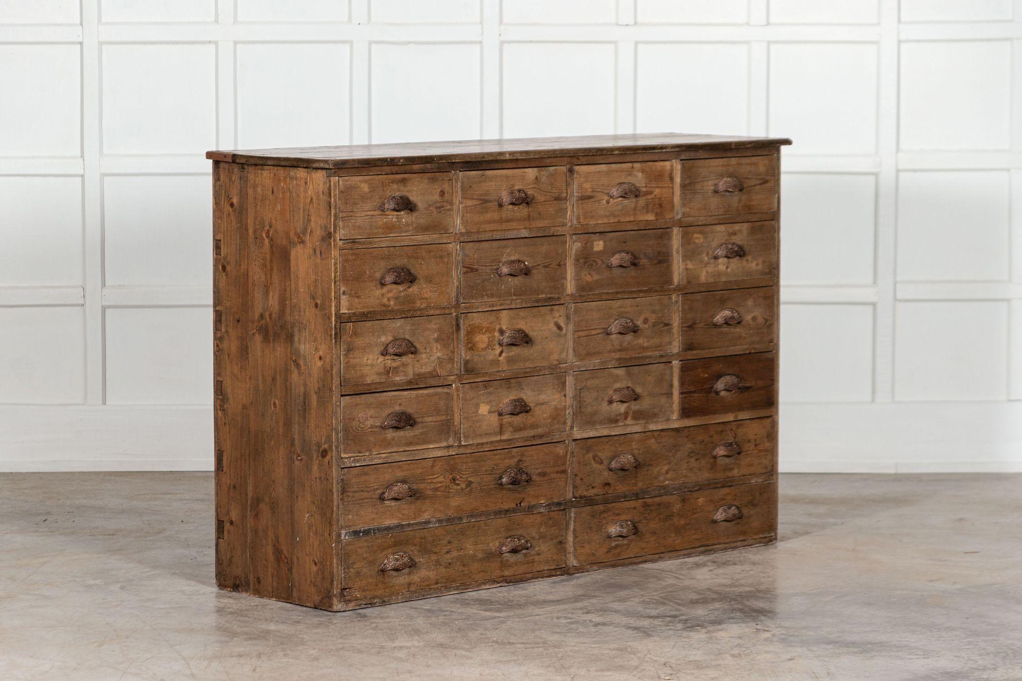 Large 19th Century English Pine Haberdashery Drawers For Sale 3