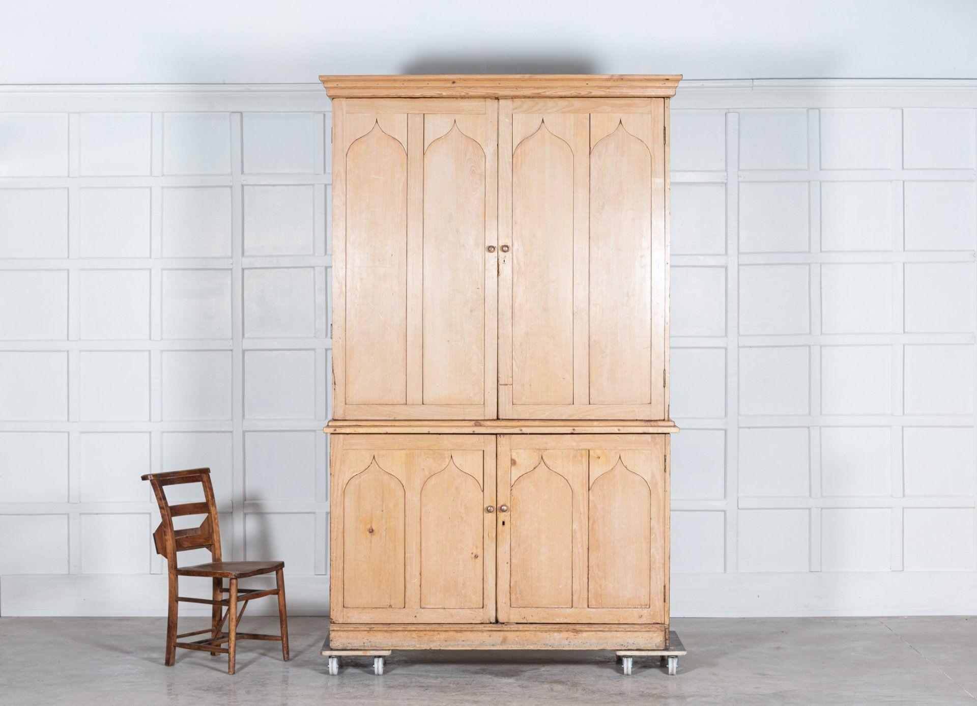 19th Century Large 19thC English Pine Housekeepers Cupboard For Sale