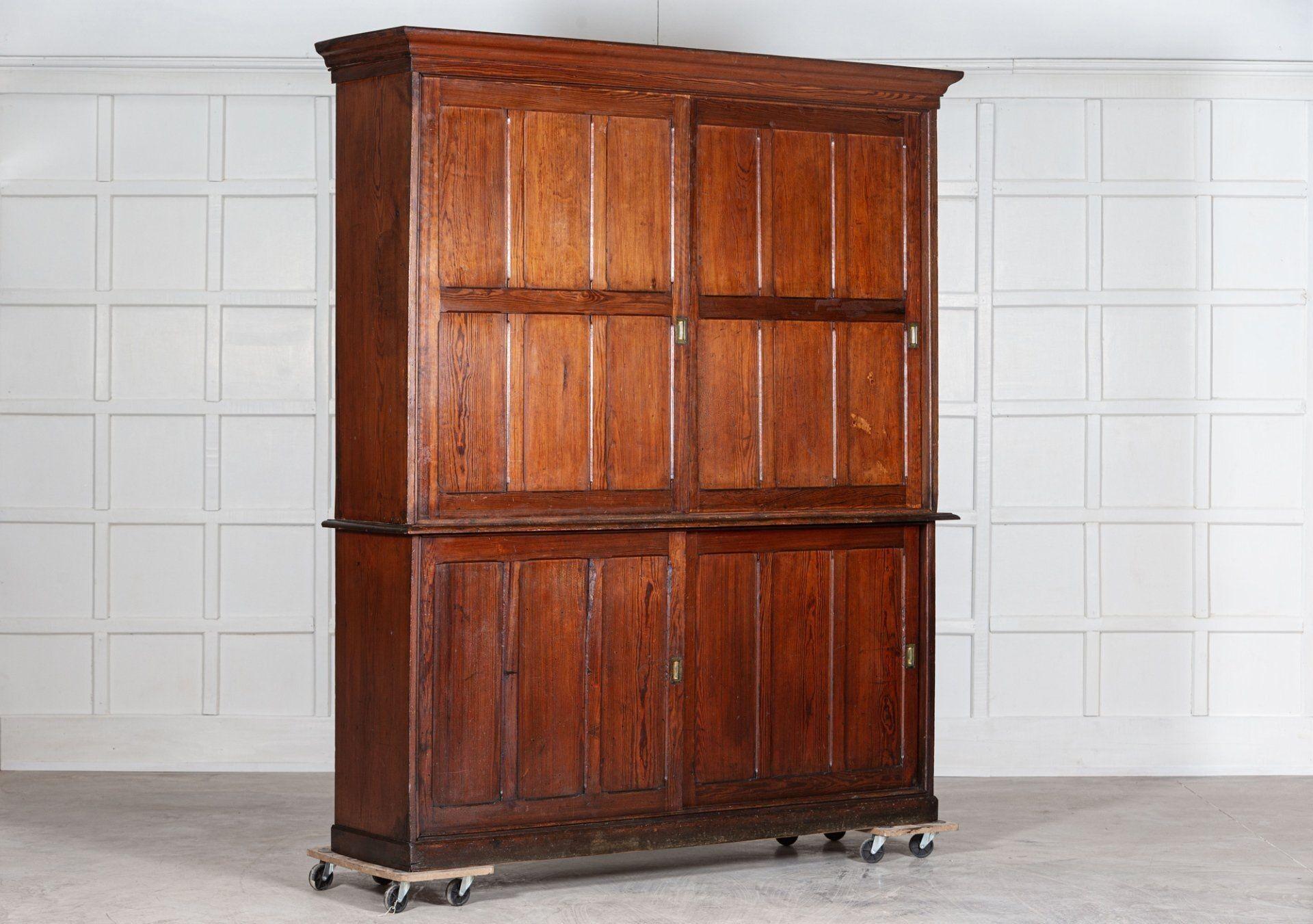 19th Century Large 19th C English Pine Housekeepers Cupboard For Sale