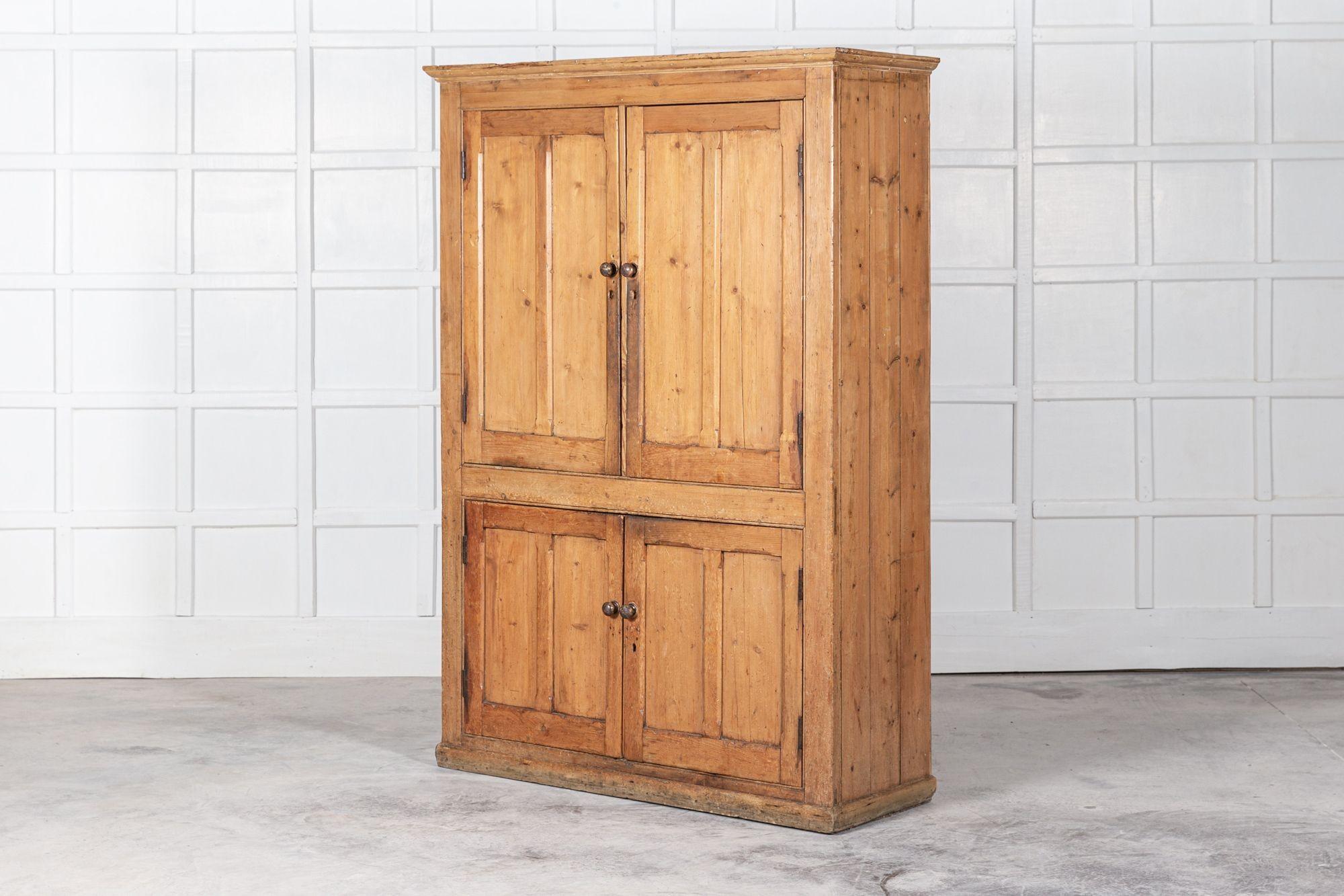 Large 19thC English Pine Housekeepers Cupboard For Sale 2
