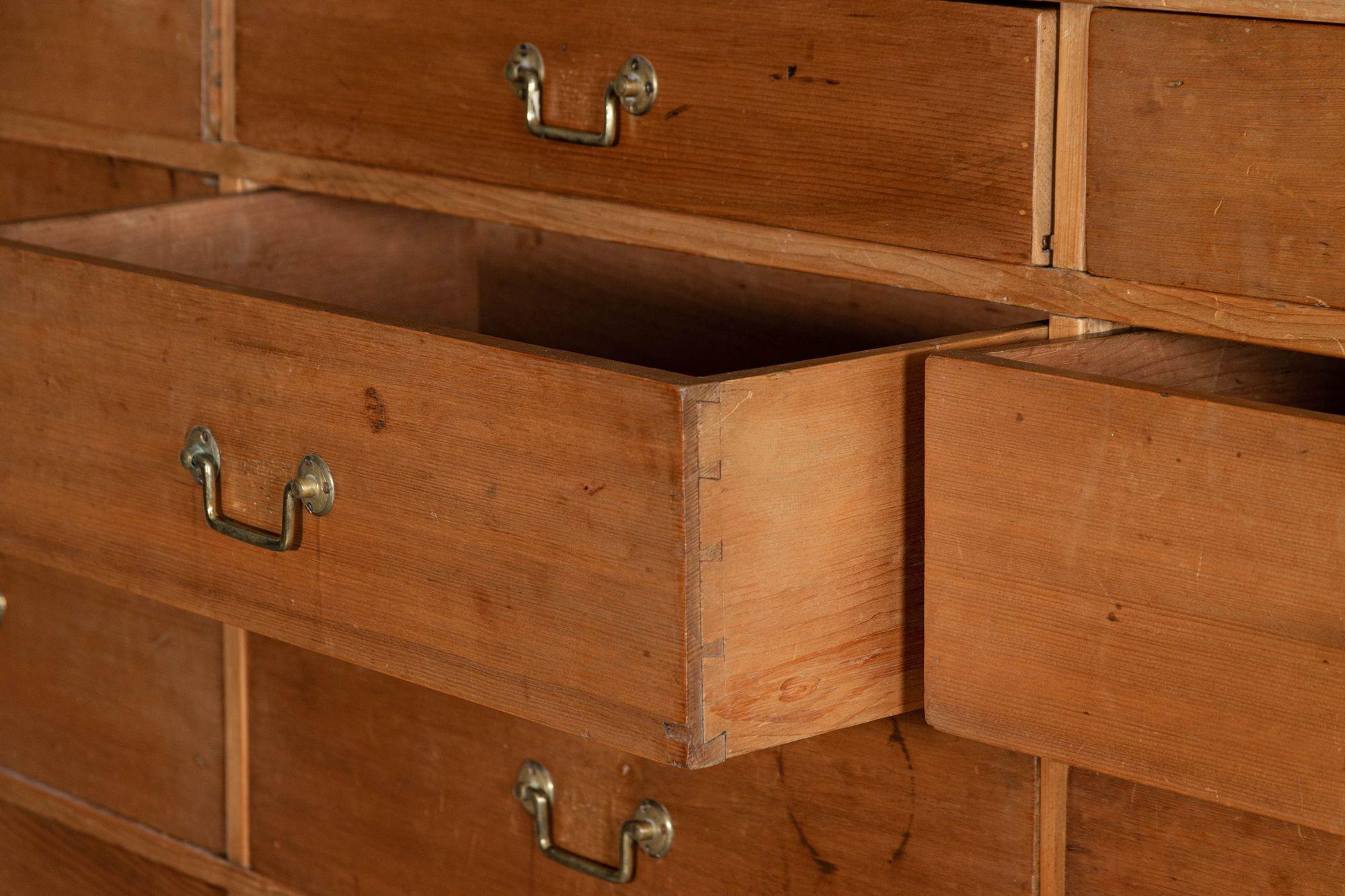 Large 19th Century English Pine Linen Press Chest For Sale 6