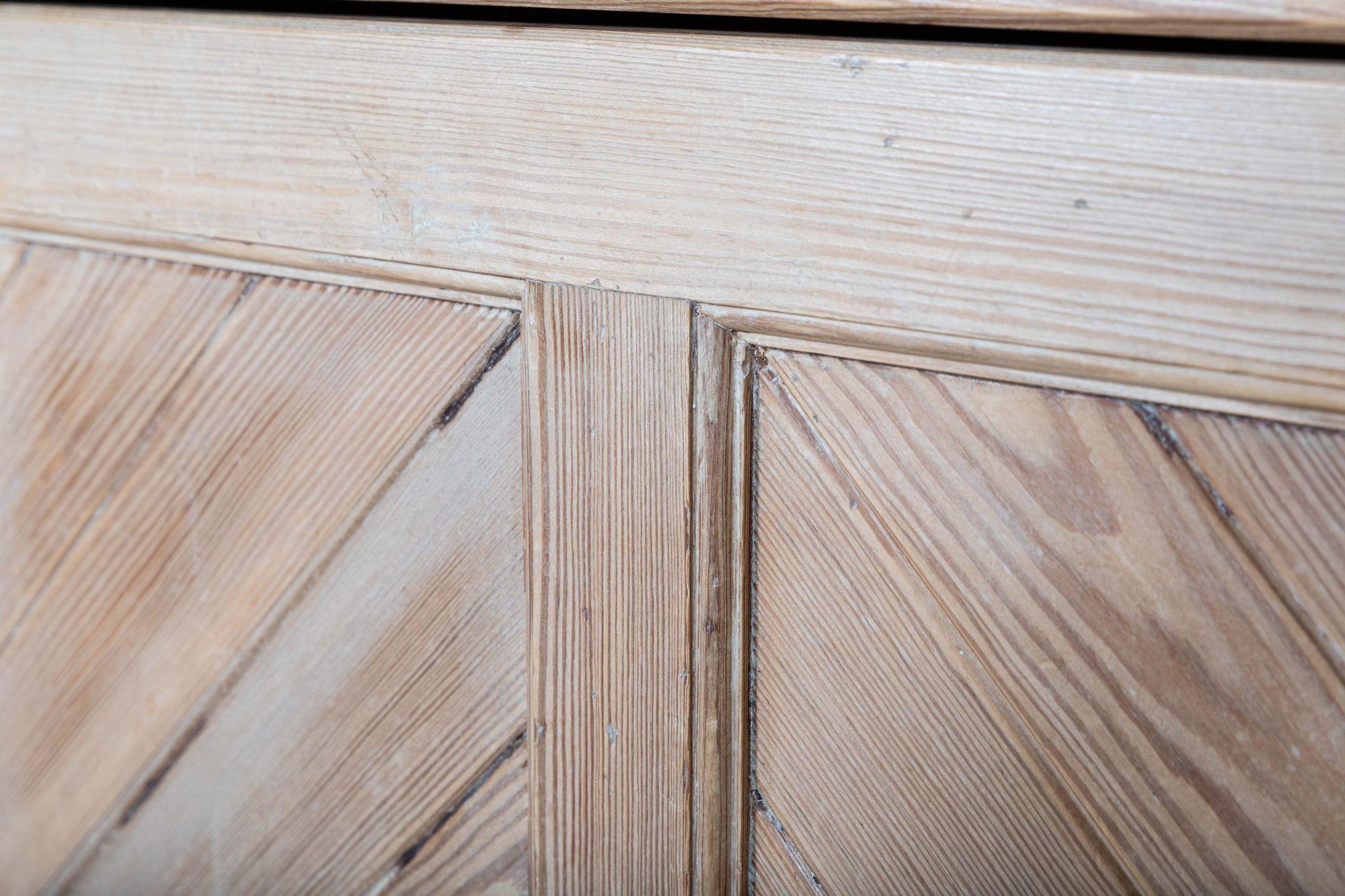 Large 19th C English Pine Paneled Dresser Base 9